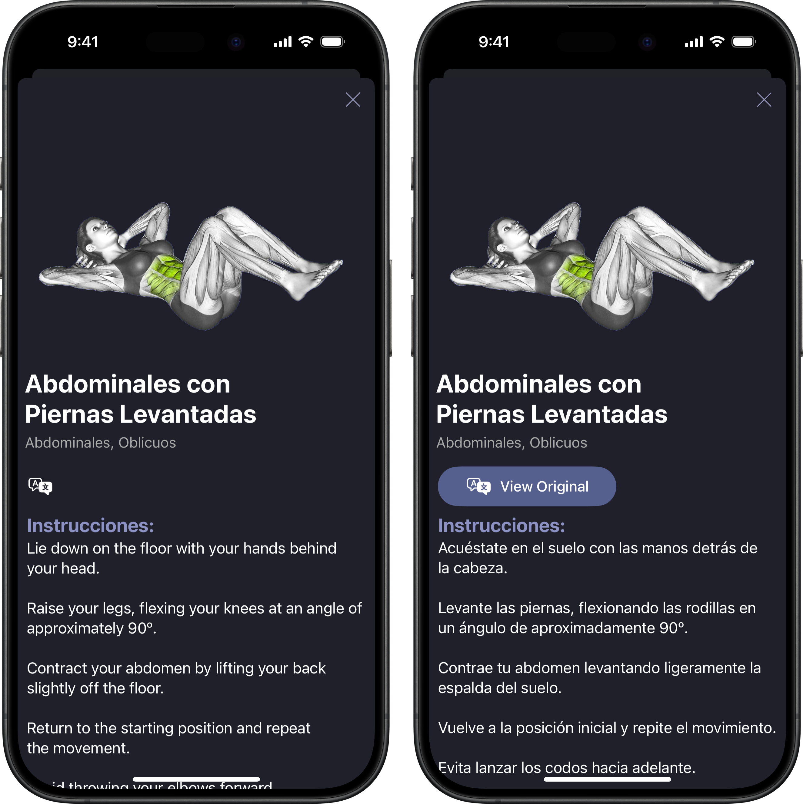 On-demand exercise instruction translation in SmartGym