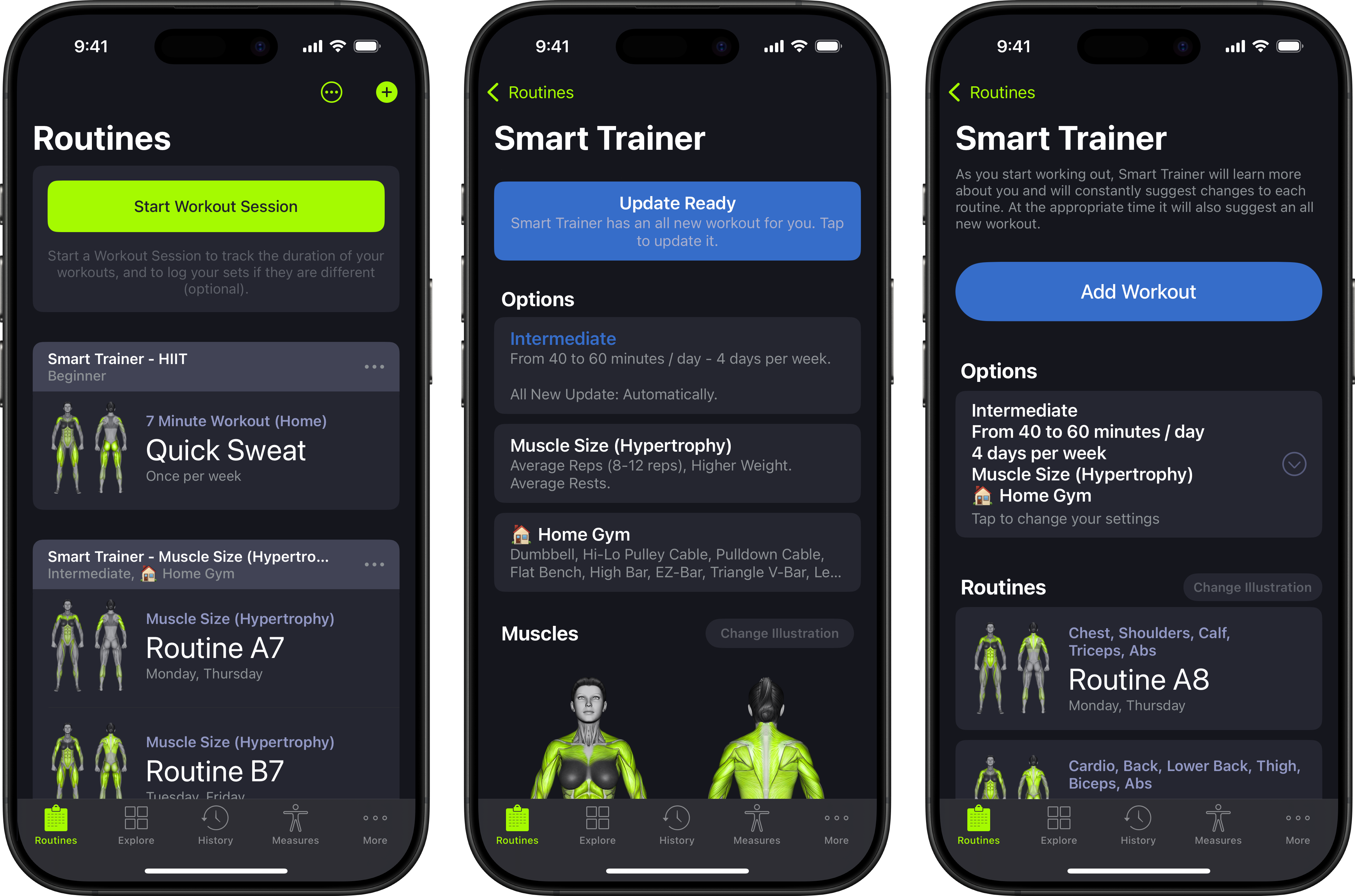 Redesigned Smart Trainer interface in SmartGym