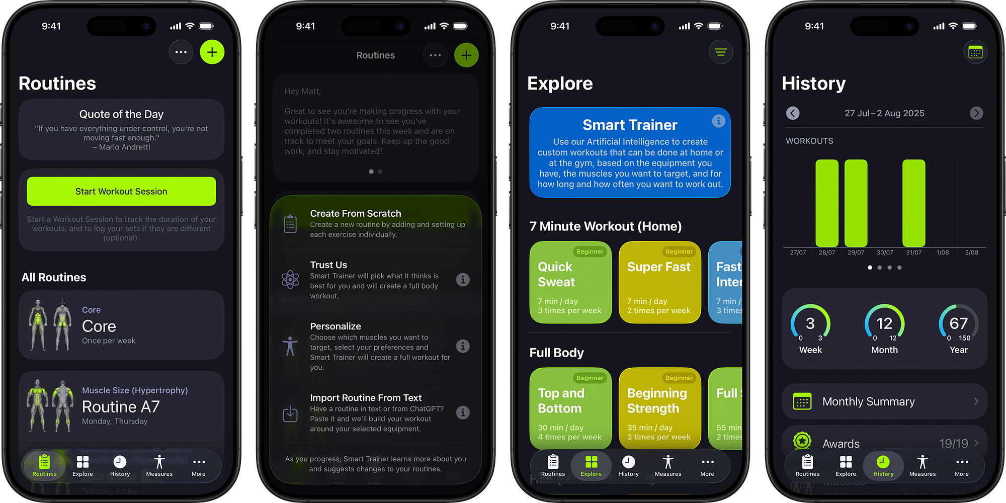 SmartGym app overview with Liquid Glass design