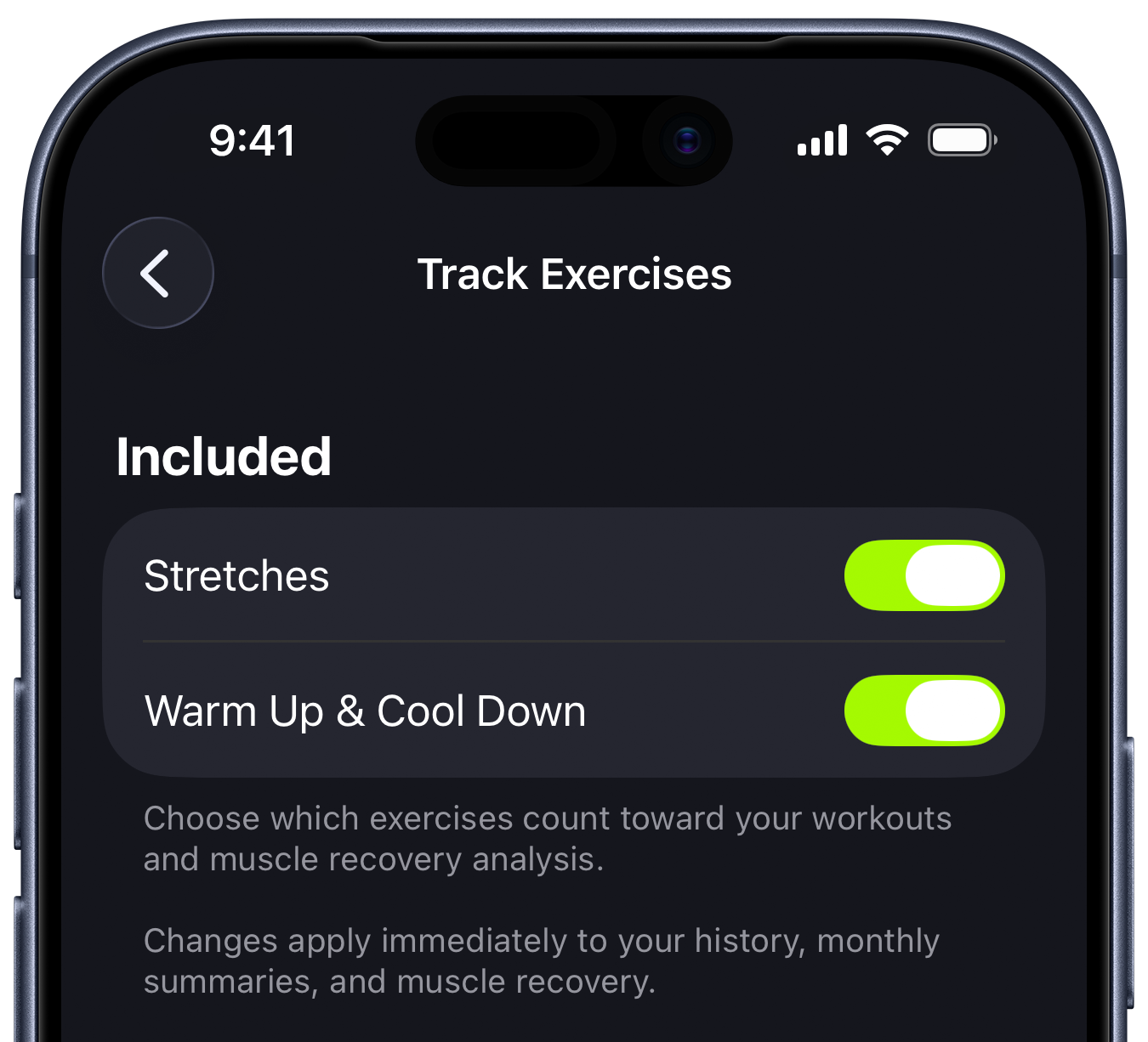Track exercise types in SmartGym statistics